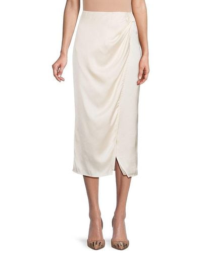 French Connection Inu Satin Midi Skirt - Natural