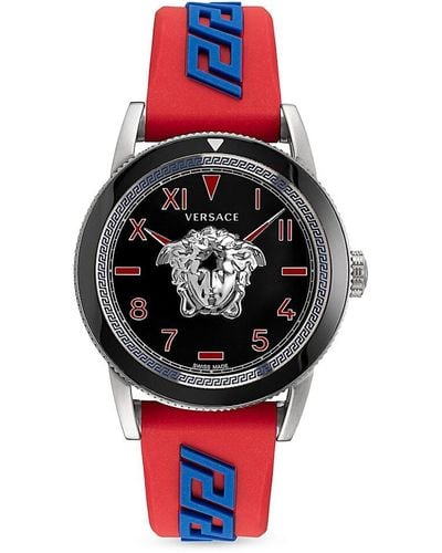 Versace V-palazzo 43mm Stainless Steel & Silicone Strap Watch - Red