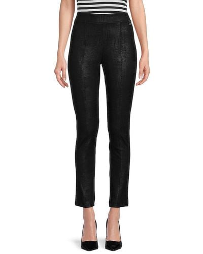 Calvin Klein High Rise Textured Ponte Pants - Black