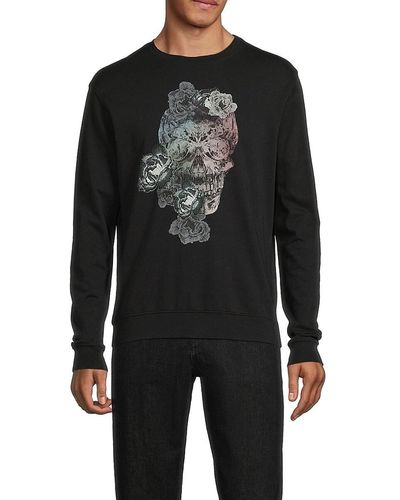 Robert Graham 'Zeller Classic Fit Skull & Floral Sweatshirt - Black