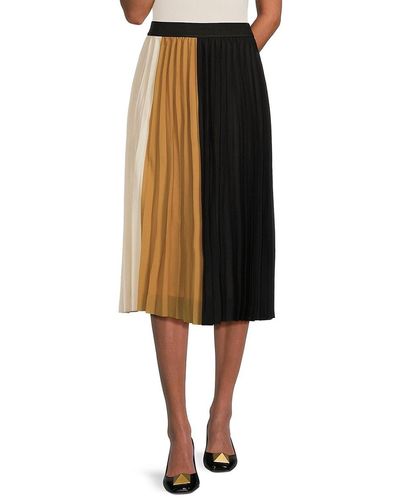 Wdny Colorblock Pleated Skirt - Black