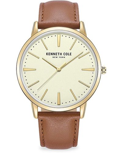 Kenneth Cole Classic 44Mm Leather Strap Watch - Natural