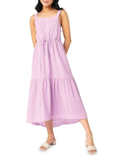 Gibsonlook Squareneck Tiered Midi Dress - Pink