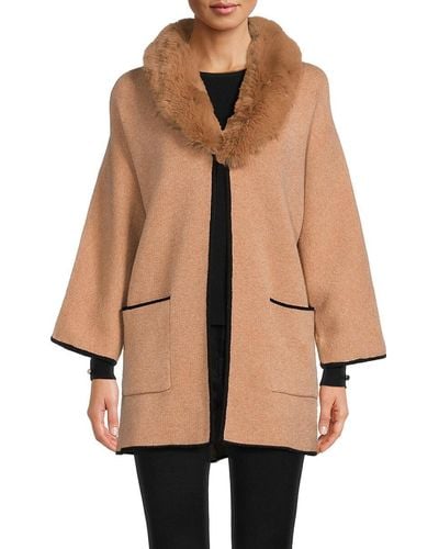 Saks Fifth Avenue Faux Fur Collar Jacket - Natural