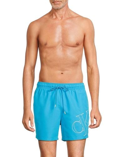 Calvin Klein Logo Drawstring Shorts - Blue