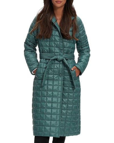 Noize Box Quilted Belted Puffer Coat - Green