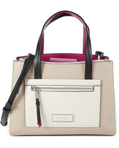 Calvin Klein Hadley Textured Leather Top Handle Bag - White