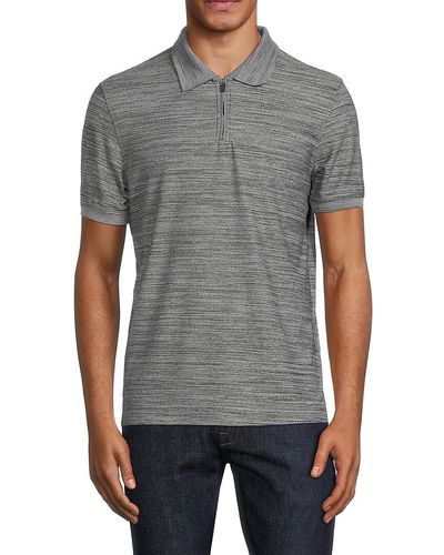 Kenneth Cole Heathered Knit Polo - Grey