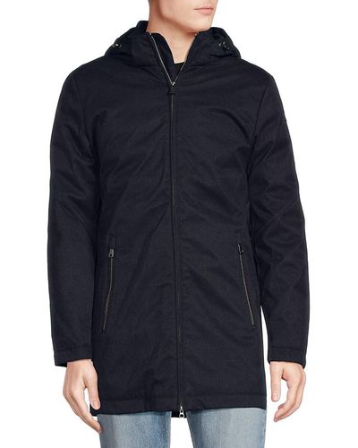 Geox Kaven Hooded Twill Parka - Blue