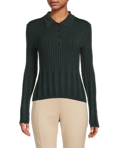 Calvin Klein Ribbed Knit Collar Sweater - Blue