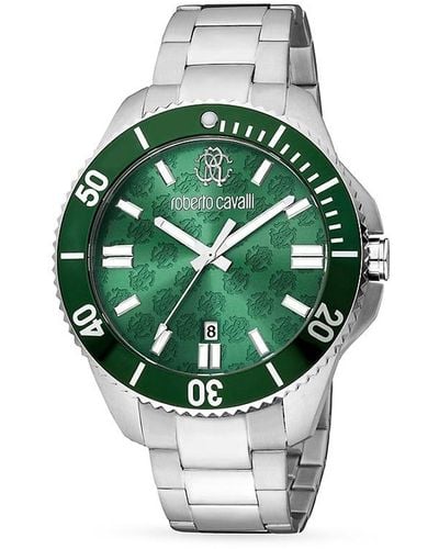 Roberto Cavalli 44mm Stainless Steel Bracelet Watch - Green