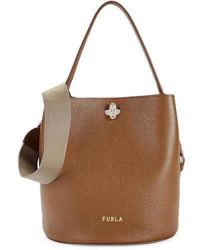 Furla Small Danae Leather Bucket Bag - Brown
