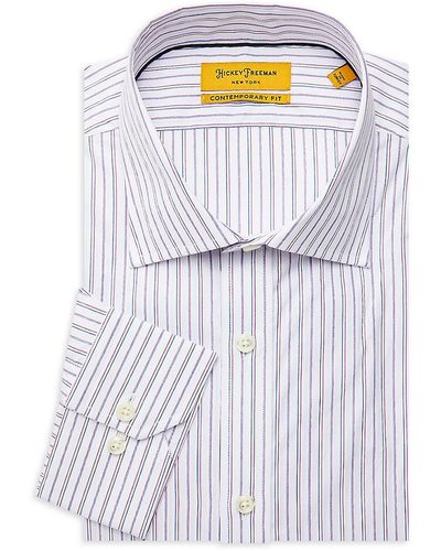 Hickey Freeman Contemporary Fit Striped Dress Shirt - Red