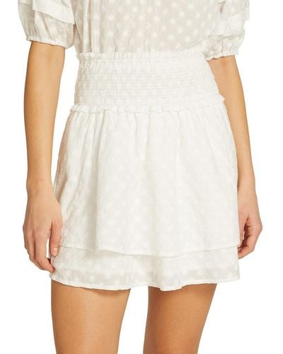 Rails Addison Smocked Cotton Tiered Miniskirt - White