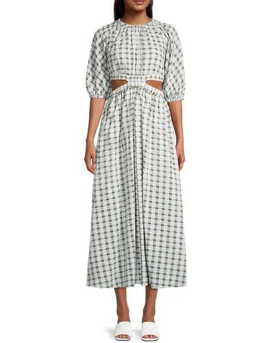 Significant Other Emily Checked Cutout Midi Dress - Multicolour