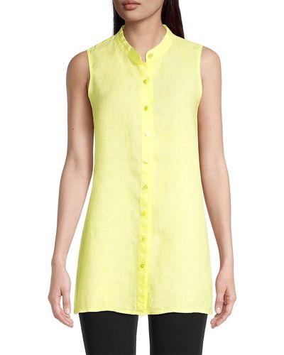 Eileen Fisher Sleeveless Cotton Tunic - Yellow