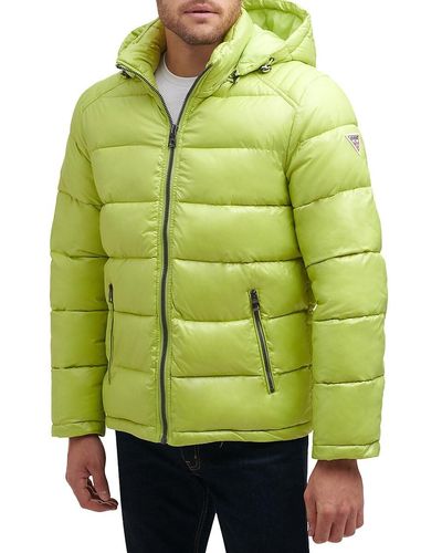 Guess Quilted Zip Up Puffer Jacket - Green