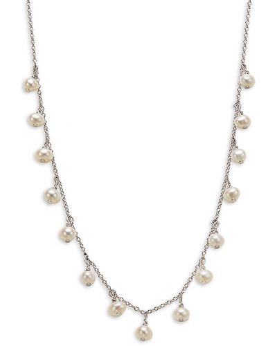 Lafonn Sterling Silver & 4mm Round Waterfall Pearl Necklace - Natural