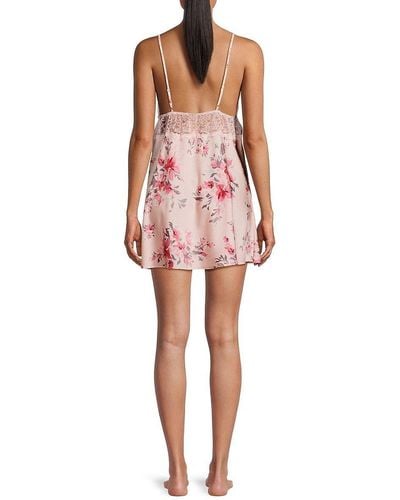 Flora Nikrooz Andrea Shimmer Floral Chemise Dress - Red