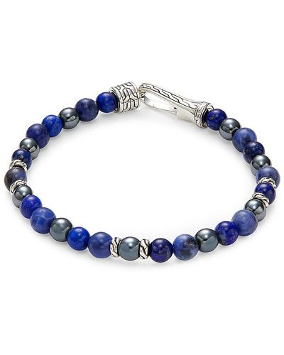 John Hardy Sterling Silver, Lapis Lazuli, Sodalite & Hematite Beaded Bracelet - Blue