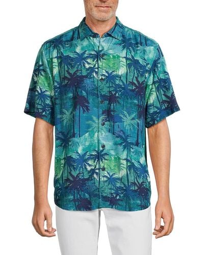 Tommy Bahama Veracruz Palm Print Shirt - Blue