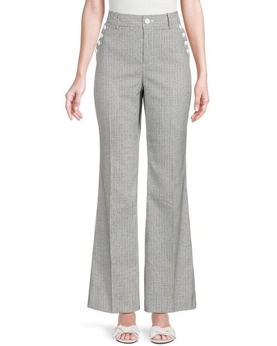 Karl Lagerfeld Pinstriped Flat Front Trousers - Grey