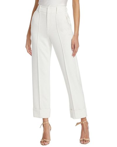 Alice + Olivia Ming Twill Cuff Ankle Trousers - White