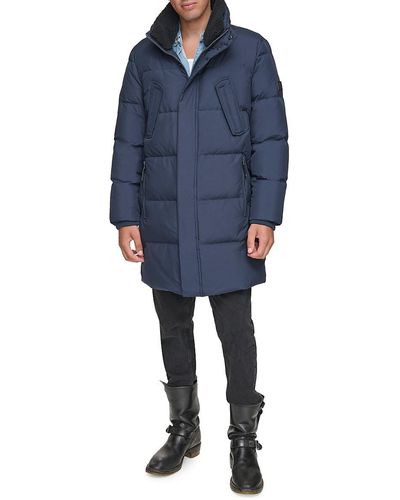 Andrew Marc Valcour Relaxed Faux Fur Trim Down Jacket - Blue
