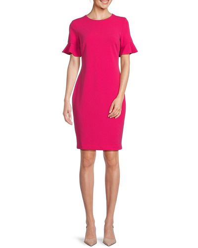 Calvin Klein Bell Sleeve Sheath Mini Dress - Pink