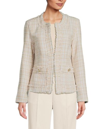Saks Fifth Avenue Checked Tweed Jacket - Red