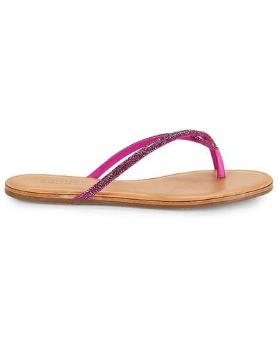 SCHUTZ SHOES Alessandra Embellished Thong Flat Sandals - Pink