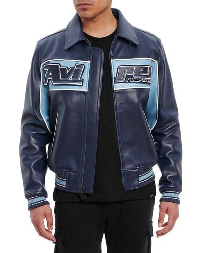 Avirex Nitro Run Leather Jacket - Blue