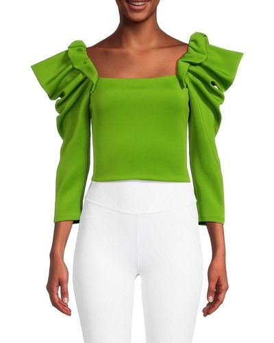Alice + Olivia Alice + Olivia Genny Ruffle Fitted Top - Green