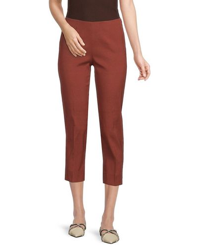 Piazza Sempione Flat Front Silk Blend Trousers - Red
