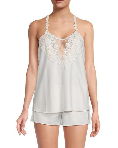 Flora Nikrooz 2-piece Lace Camisole & Shorts Set - White