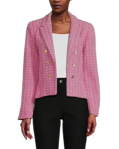 Nanette Lepore Tweed Open Front Blazer - Pink