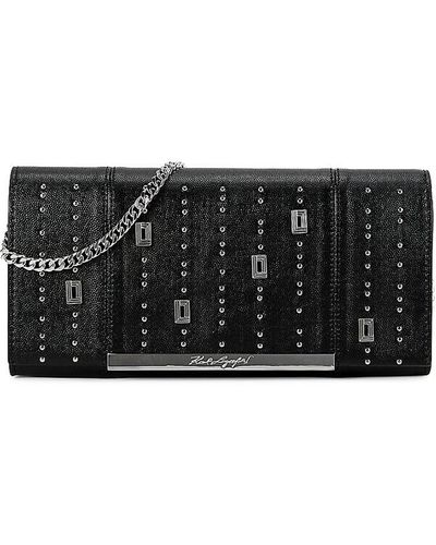 Karl Lagerfeld Albertine Logo Leather Wallet On Chain - Black