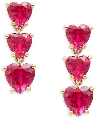 Adriana Orsini Goldtone & Glass Crystal Heart Linear Drop Earrings - Pink
