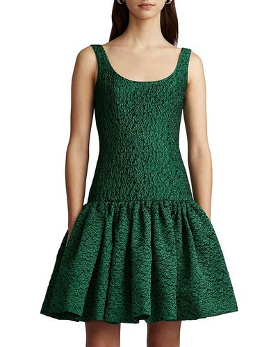 Zac Posen Floral Peplum Mini Dress - Green