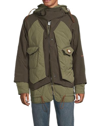 Scotch & Soda Colorblock Quilted Puffer Jacket - Green