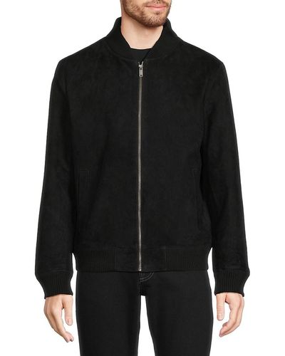 Slate & Stone Goat Suede Bomber Jacket - Black