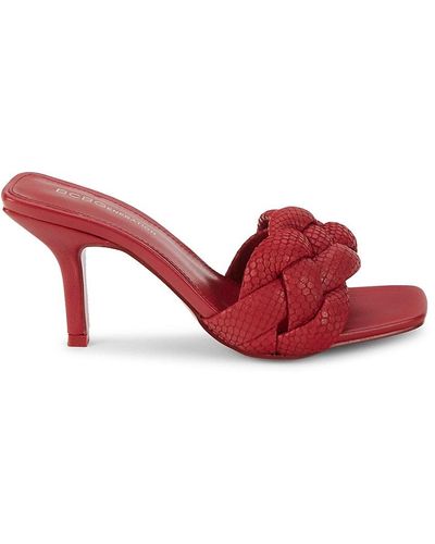 BCBGeneration Marlino Snakeskin-Embossed Leather Sandals - Red