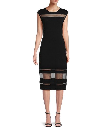Calvin Klein Sheer Panel Sheath Dress - Black