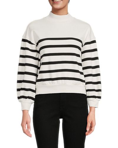 FRAME Mockneck Stripe Sweatshirt - White