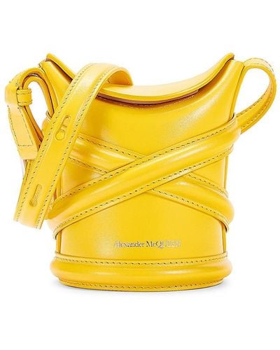 Alexander McQueen Curve Leather Mini Bucket Bag - Yellow