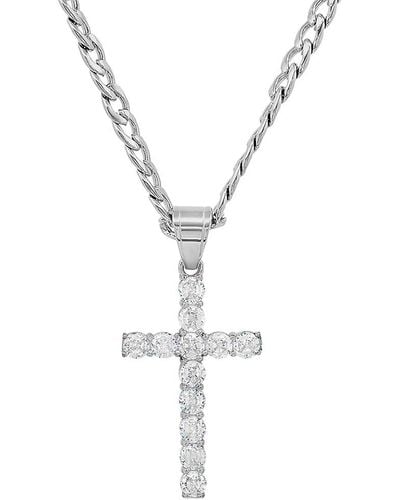 Anthony Jacobs 18k Goldplated, Stainless Steel & Simulated Diamonds Cross Pendant Necklace - White