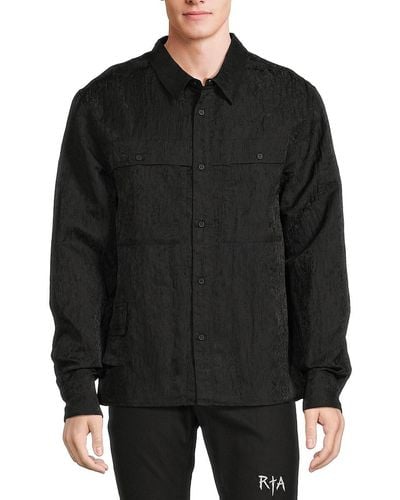 RTA Oversized Utility Button Down Shirt - Black