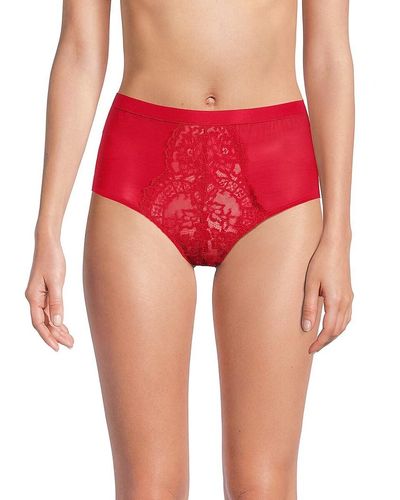 Wolford Lace Trim High Waist Briefs - Red