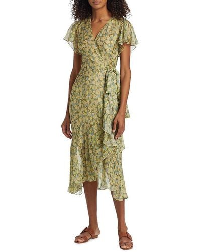 Tanya Taylor Blaire Floral Voile Silk Blend Wrap Dress - Green