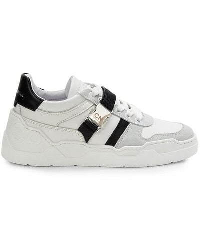 CoSTUME NATIONAL Squeeze Buckle Leather Sneakers - White